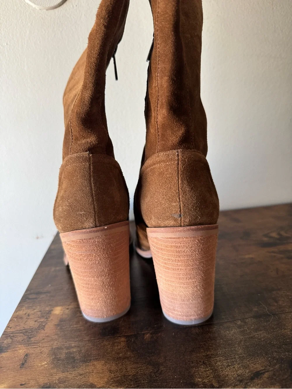 Vince Camuto Brown Suede Over The Knee Block Heel Tall Boots Womens Size 10.5M